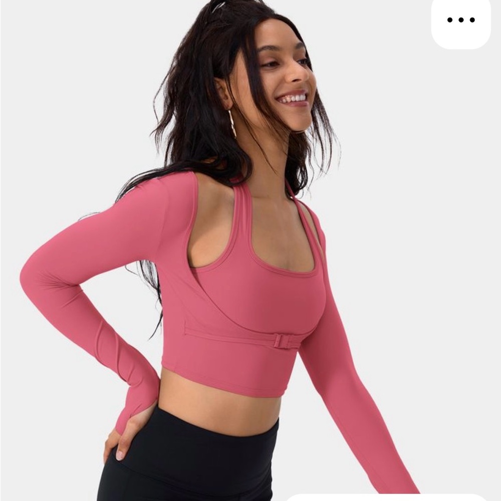 Halter Thumb Hole Long Sleeve Cropped 2-in-1 Yoga Sports - (M) NWT